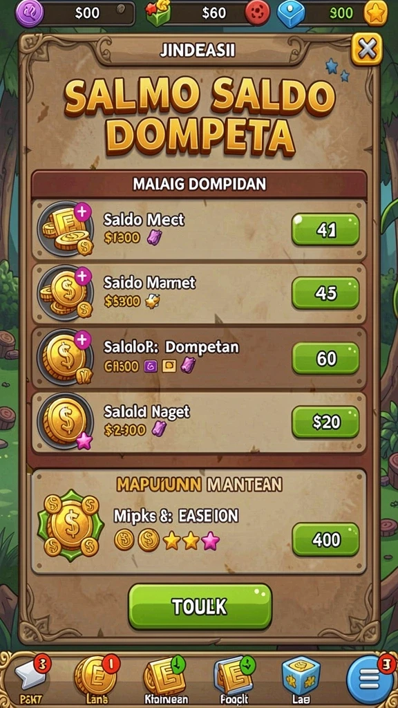 Layar utama menampilkan pilihan permainan dengan jelas.