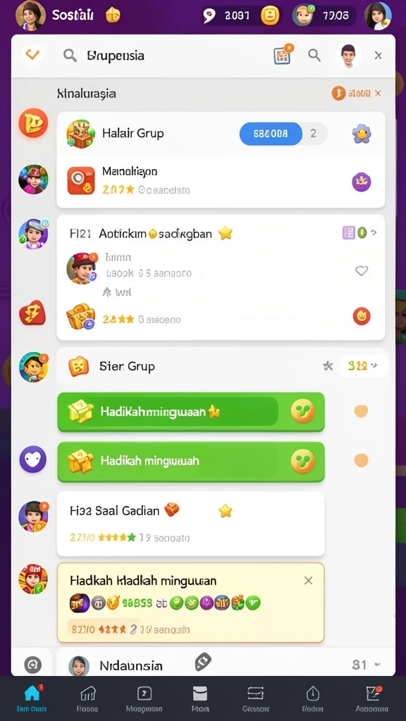 Fitur sosial untuk berinteraksi dengan teman.