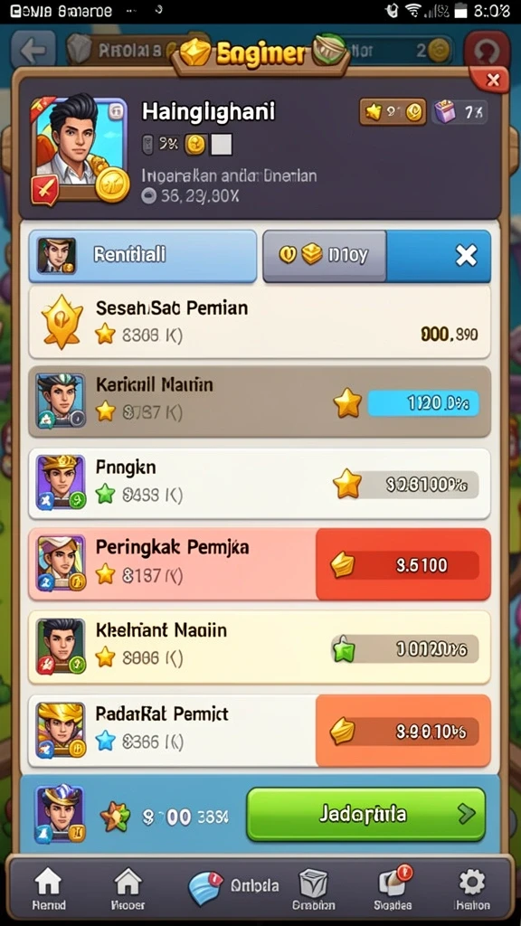 Variasi tema permainan yang beragam.