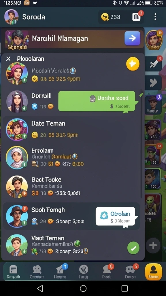 Fitur chat yang memungkinkan interaksi dengan pemain lain.